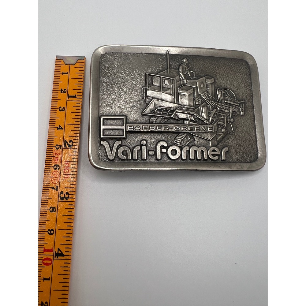 Great American Buckle Co Barber-Greene Vari-Former 1978 Pewter Belt Buckle